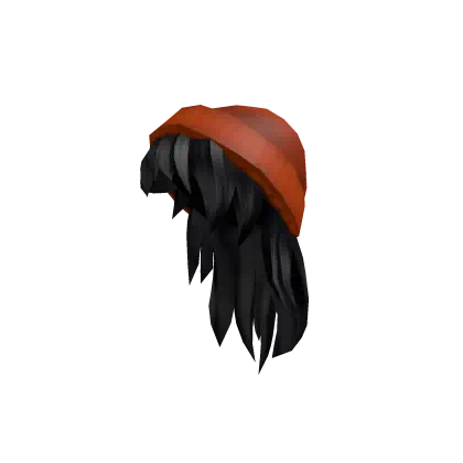 Orange Beanie with Black Hair