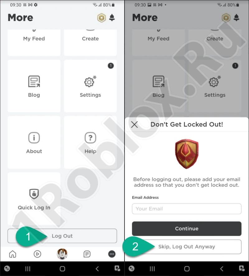 Logging out of Roblox account on phone