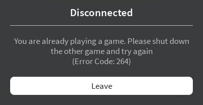 Error 264 in Roblox