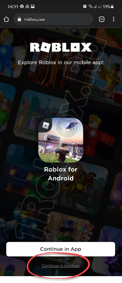 Mobile version of the official Roblox website