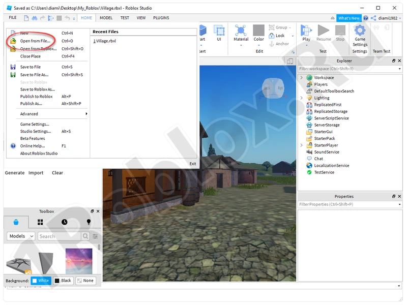 Opening a map from file in Roblox Studio