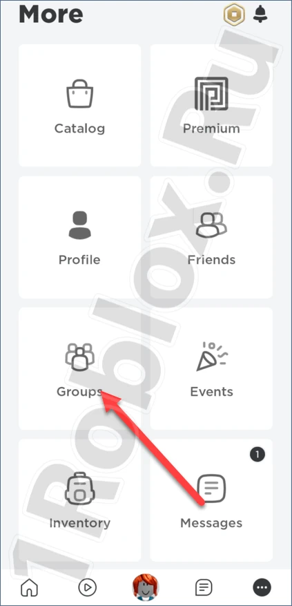 Going to the Groups section in Roblox from a phone