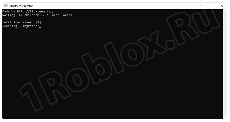 Successful connection of JJSploit cheat injector to Roblox