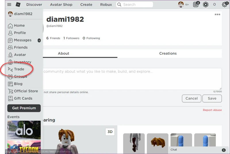 Trade on the Roblox website